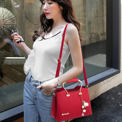 Women's PU Leather Crossbody Handbag with Metal Handle