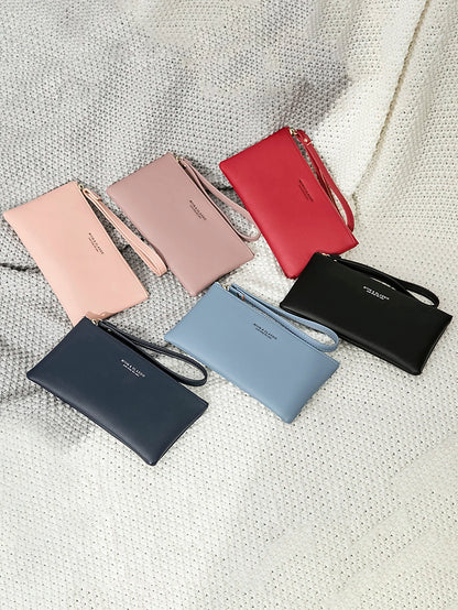 Long Zipper Clutch Wallet for Women – PU Leather Wristlet