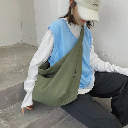 Canvas Totes Bags Women Casual Wild Ladies Handbags Solid Color Shoulder Bag Simple Female Messenger