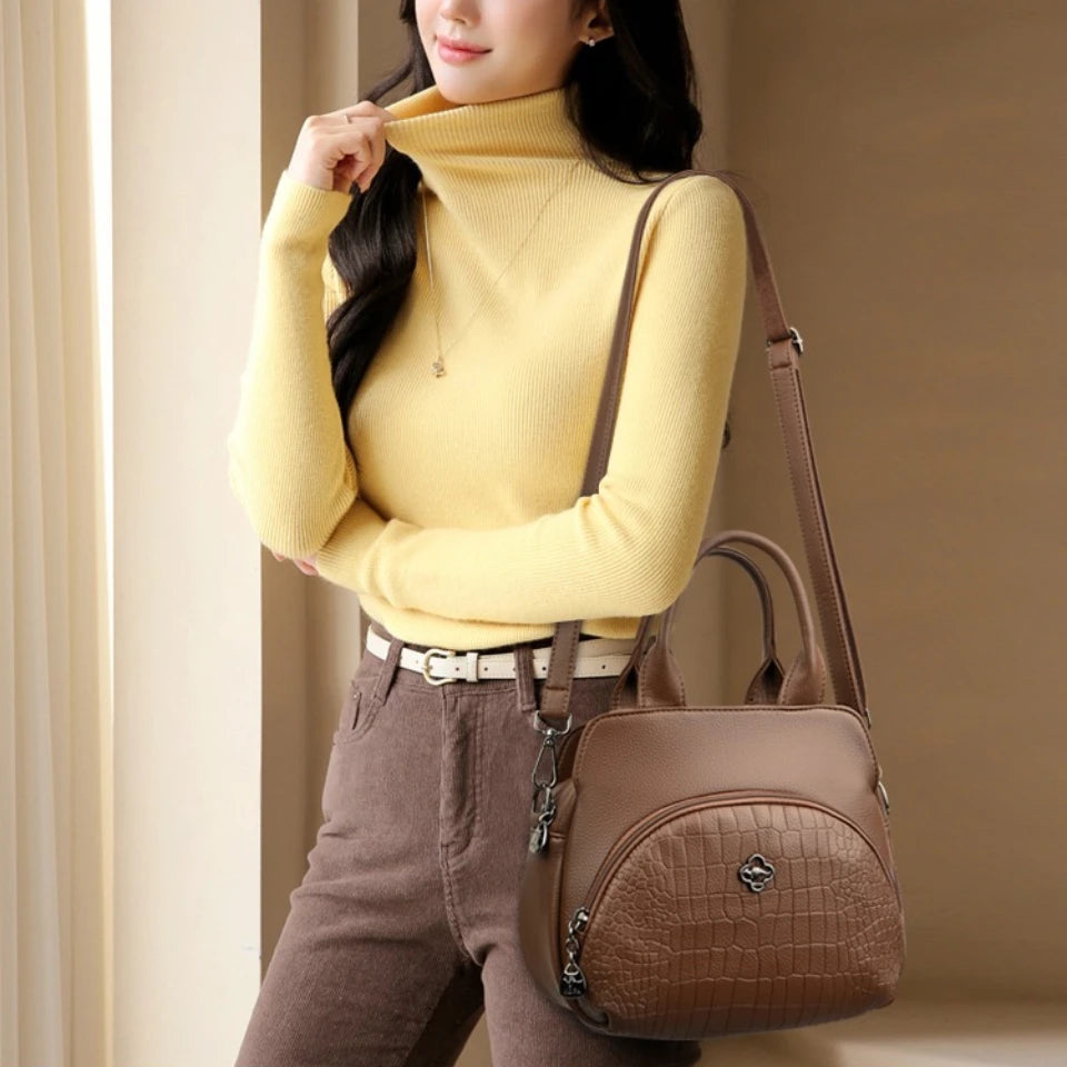 PU Leather Top Handle Handbag – Women's Large Crossbody Shoulder Bag