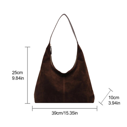 Women's Suede Hobo Shoulder Bag – Large Capacity Slouchy Handbag