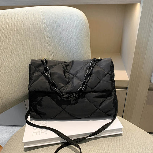 Diamond Quilted Crossbody Bag for Women – Chain Shoulder Handbag