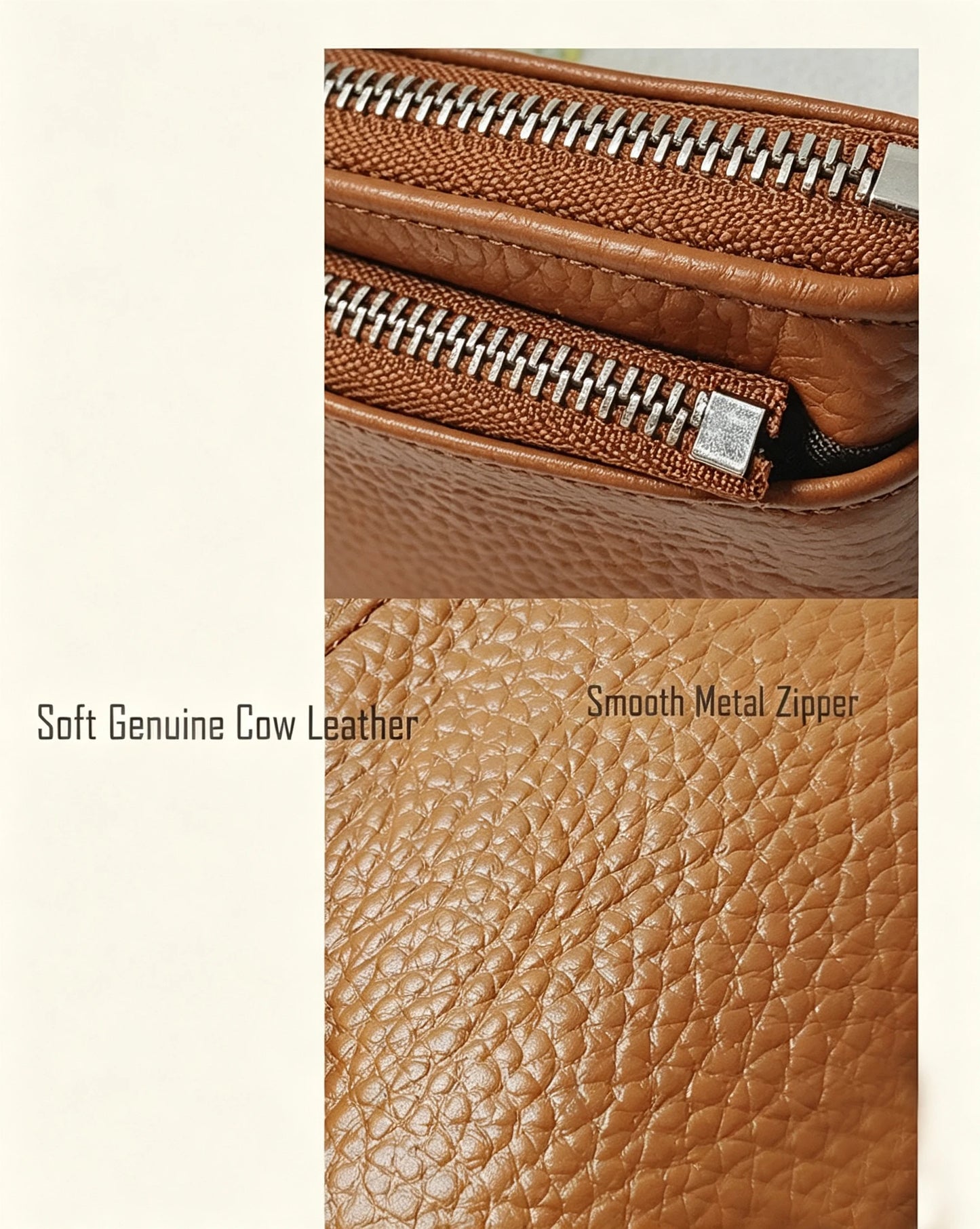 Genuine Leather Zipper Coin Purse for Women