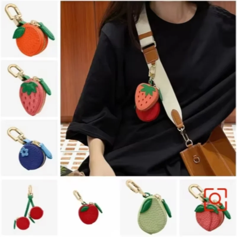 Fruit Coin Purse Keychain – Cute Mini Leather Zipper Pouch