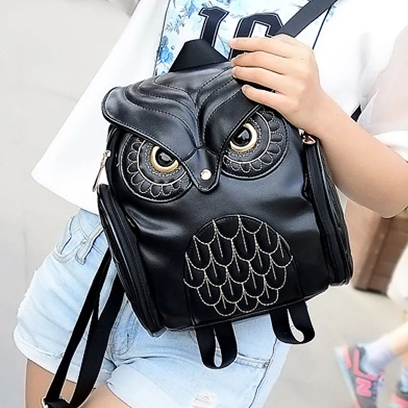 Owl Embossed PU Leather Backpack for Women