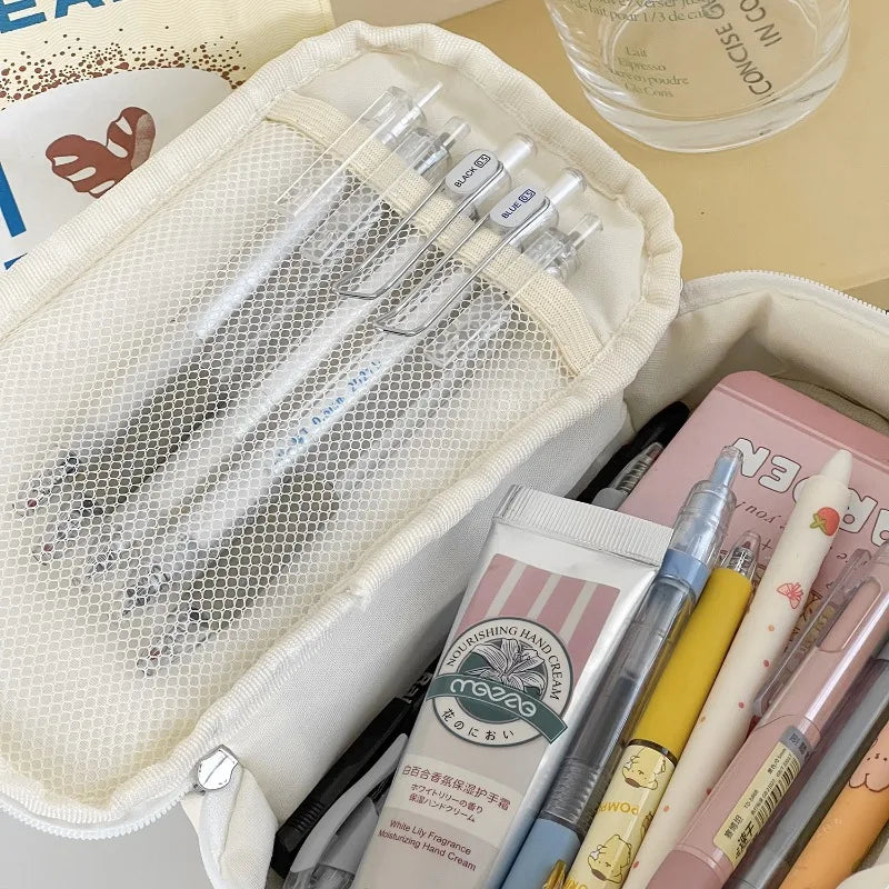 Quilted Pencil Case – Fluffy Soft Fabric Zipper Pouch for Students