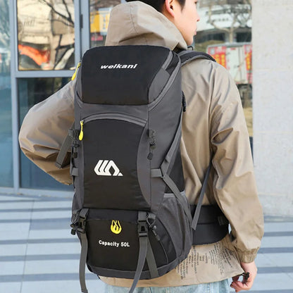 50L Hiking Backpack – Waterproof Travel Bag with Rain Cover