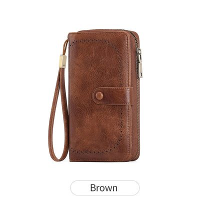 RFID Blocking Women's Accordion Wallet – Retro Leather Clutch