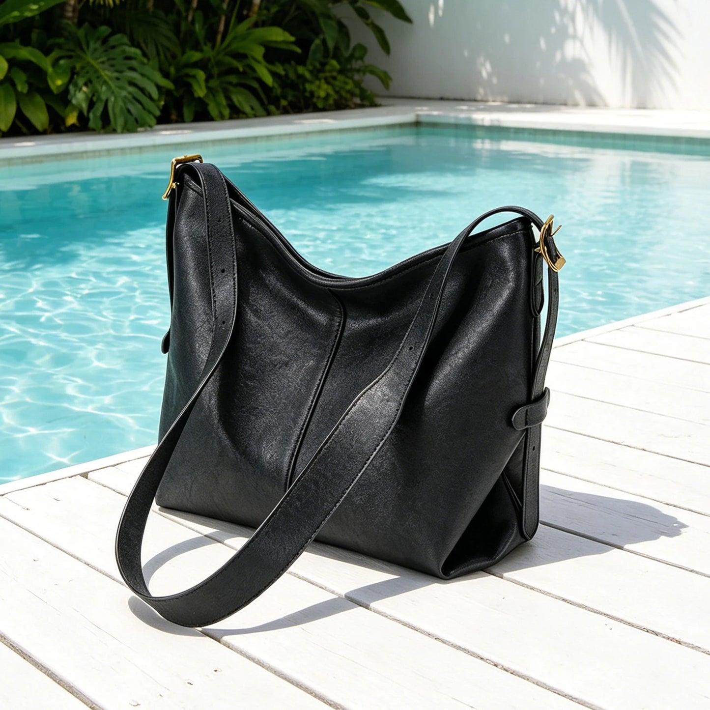 Women's Retro PU Leather Crossbody Bag – Large Capacity Hobo Handbag