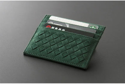 Hand-Woven Genuine Leather Card Holder Wallet for Men