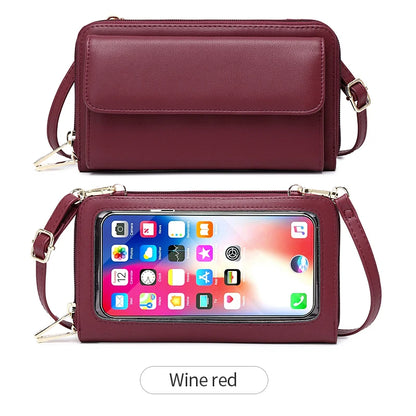Touchscreen Crossbody Phone Wallet for Women – Zipper Purse with Clear Window