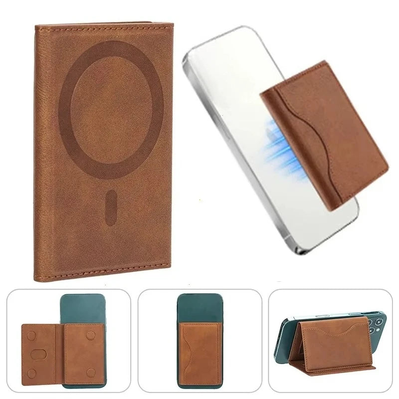Magnetic Phone Wallet – PU Leather Trifold Card Holder for iPhone
