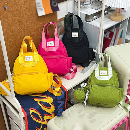 Mini Nylon Backpack with Detachable Smile Coin Purse – Multi-Pocket Daypack