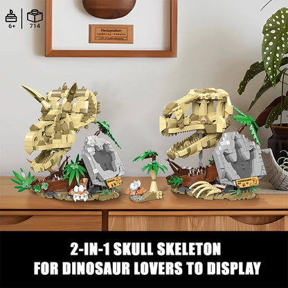 Dinosaur Fossil Skull Building Blocks – 2-in-1 MOC Puzzle Set