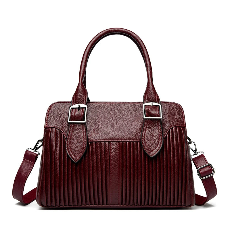 Large Capacity Soft Leather Women's Tote Bag – 3-Layer Luxury Handbag