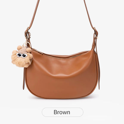 Dumpling Shoulder Bag – Women's Minimalist Crossbody with Charm