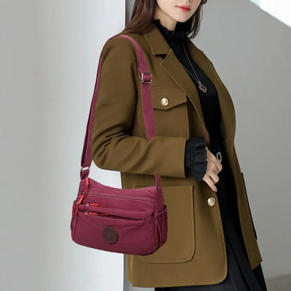 Women's Multi-Pocket Crossbody Shoulder Bag – Lightweight Nylon