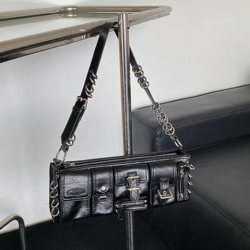 Vintage Handbags Women Half-Moon Leather Hasp Shoulder Crossbody Bag Luxury Designer Ladies Underarm