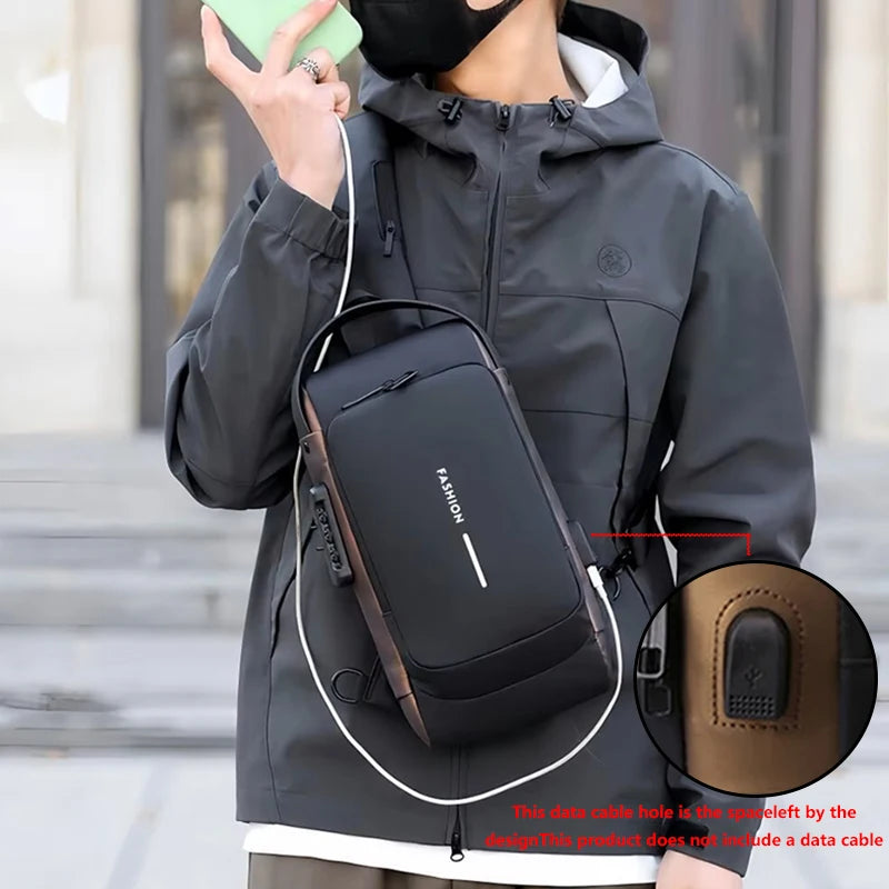 Anti-Theft Sling Bag for Men – USB Charging & Lock