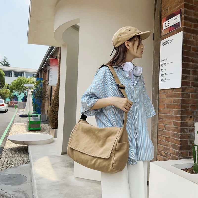 Women's Canvas Crossbody Bag – Vintage Casual Shoulder Tote