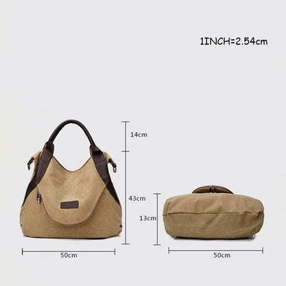 Large Canvas Shoulder Bag – Women's Crossbody Travel Tote