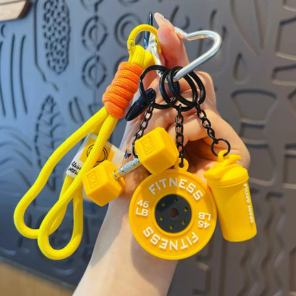 Fitness Barbell Keychain – Mini Dumbbell Plate Gym Key Ring