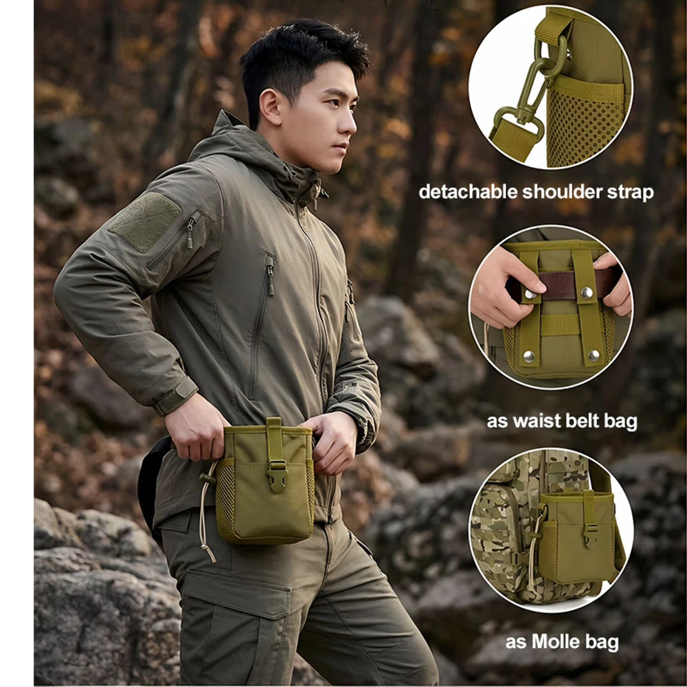 Tactical Magazine Dump Pouch – MOLLE Drawstring Utility Belt Bag