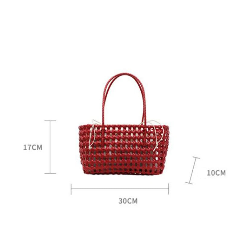 Hollow-Out Woven Basket Tote Bag – Boho Beach Handbag