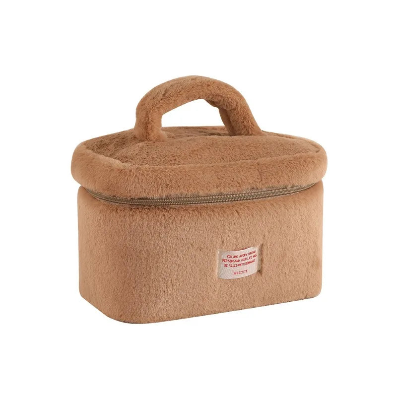 Large Capacity Plush Makeup Bag – Women's Travel Cosmetic Organizer