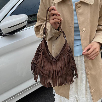 Fringe Suede Hobo Shoulder Bag – Boho Crossbody Bag for Women