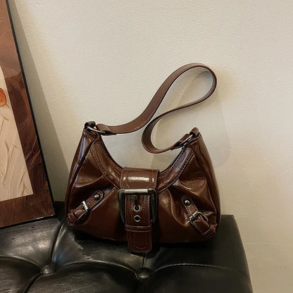 Y2K Pleated Hobo Shoulder Bag – Retro Maillard Style Clutch Handbag