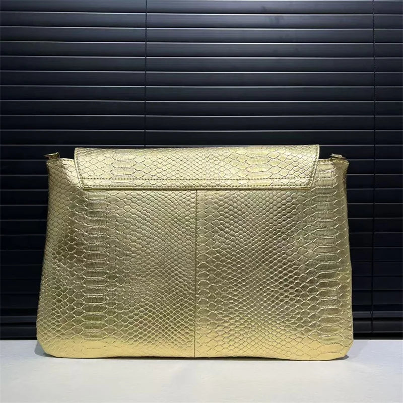Designer Female Large Capacity Crocodile Snake Pattern Pouch Bag