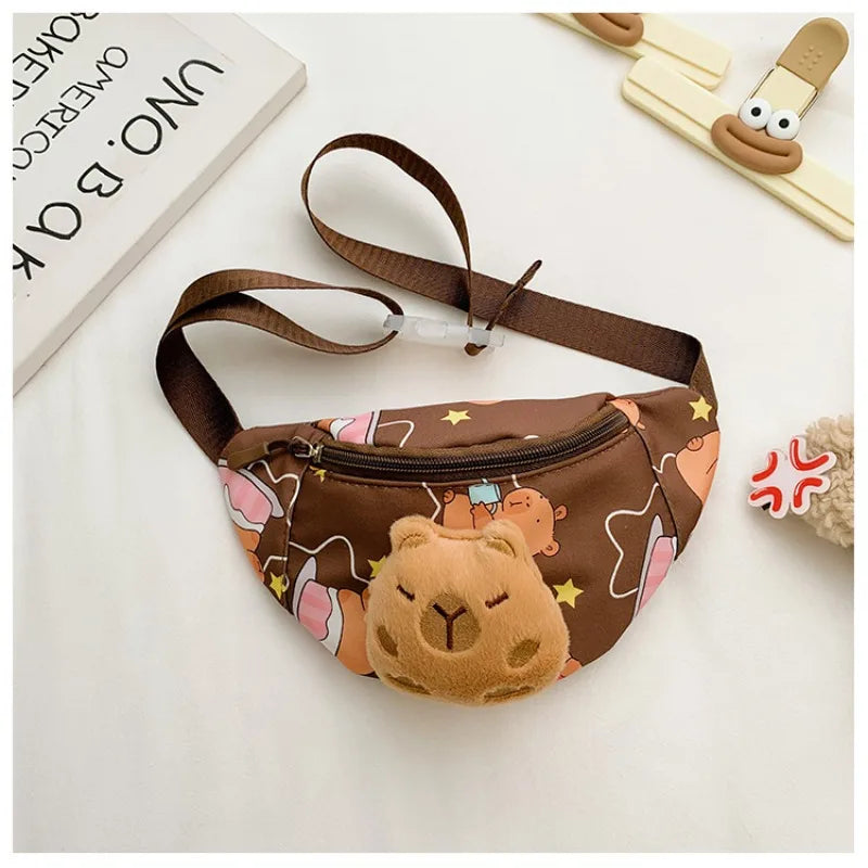 Cute Capybara Kids Fanny Pack – Plush Cartoon Waist Bag