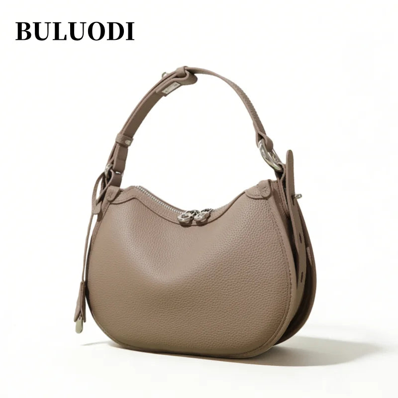 Genuine Leather Underarm Bag – Vintage Hobo Handbag for Women