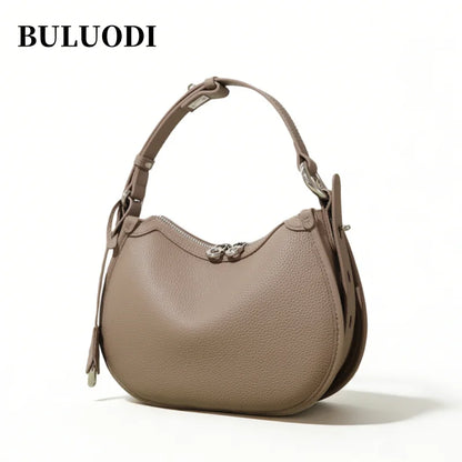 Genuine Leather Underarm Bag – Vintage Hobo Handbag for Women