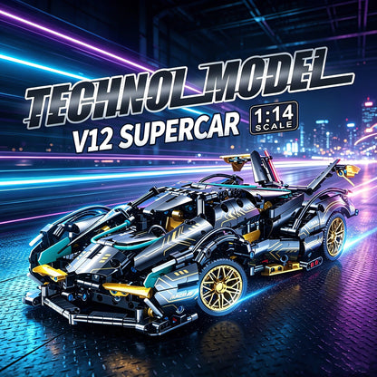 V12 Technical Racing Car Building Set – 1000 Pcs RC-Upgradeable