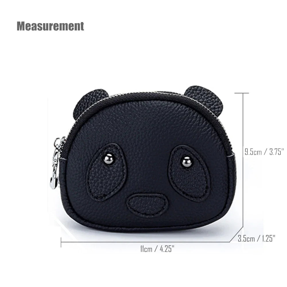 Panda Coin Purse – Genuine Cowhide Leather Double Zipper Wallet