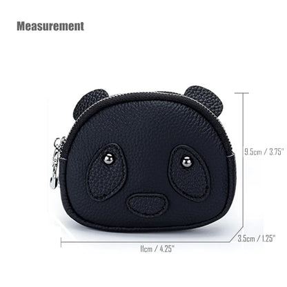 Panda Coin Purse – Genuine Cowhide Leather Double Zipper Wallet