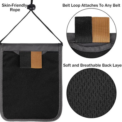 RFID Blocking Neck Wallet & Family Passport Holder Travel Organizer