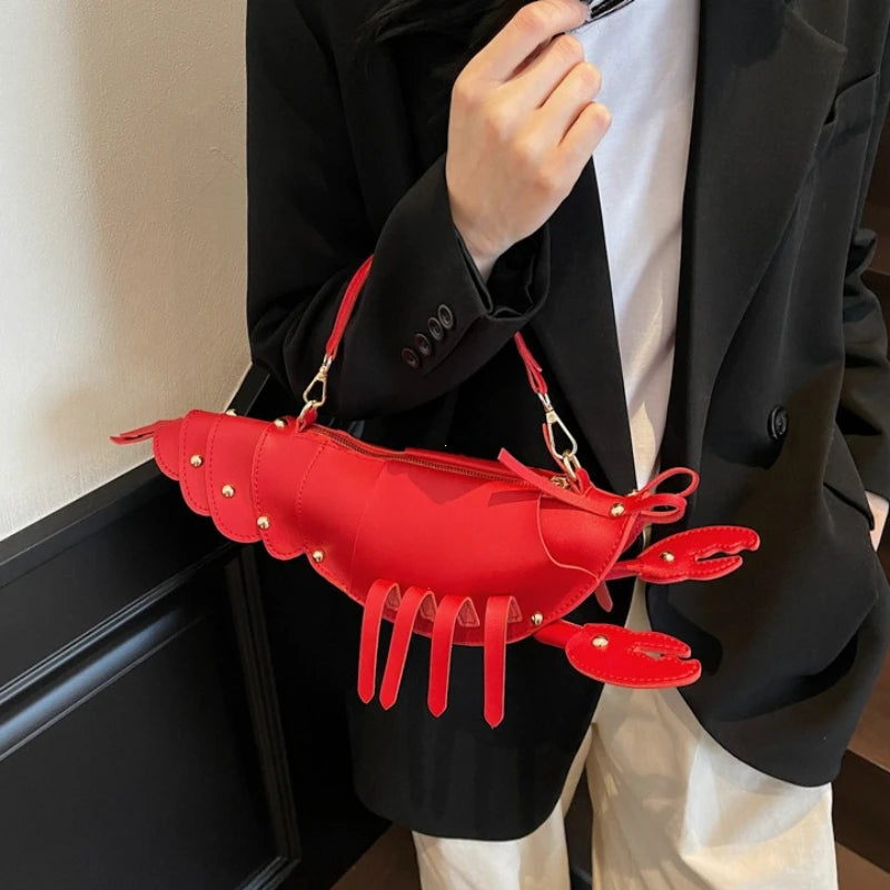 Lobster Shape Crossbody Bag – Novelty PU Leather Shoulder Bag