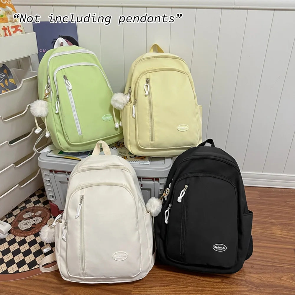Lightweight Nylon School Backpack – Minimalist Solid Color