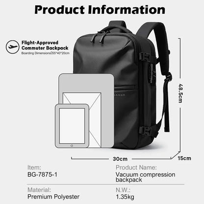 Anti-Theft Travel Backpack with Vacuum Compression & Laptop Compartment