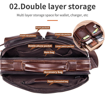 Genuine Leather Men's Crossbody Shoulder Bag – Business Handbag