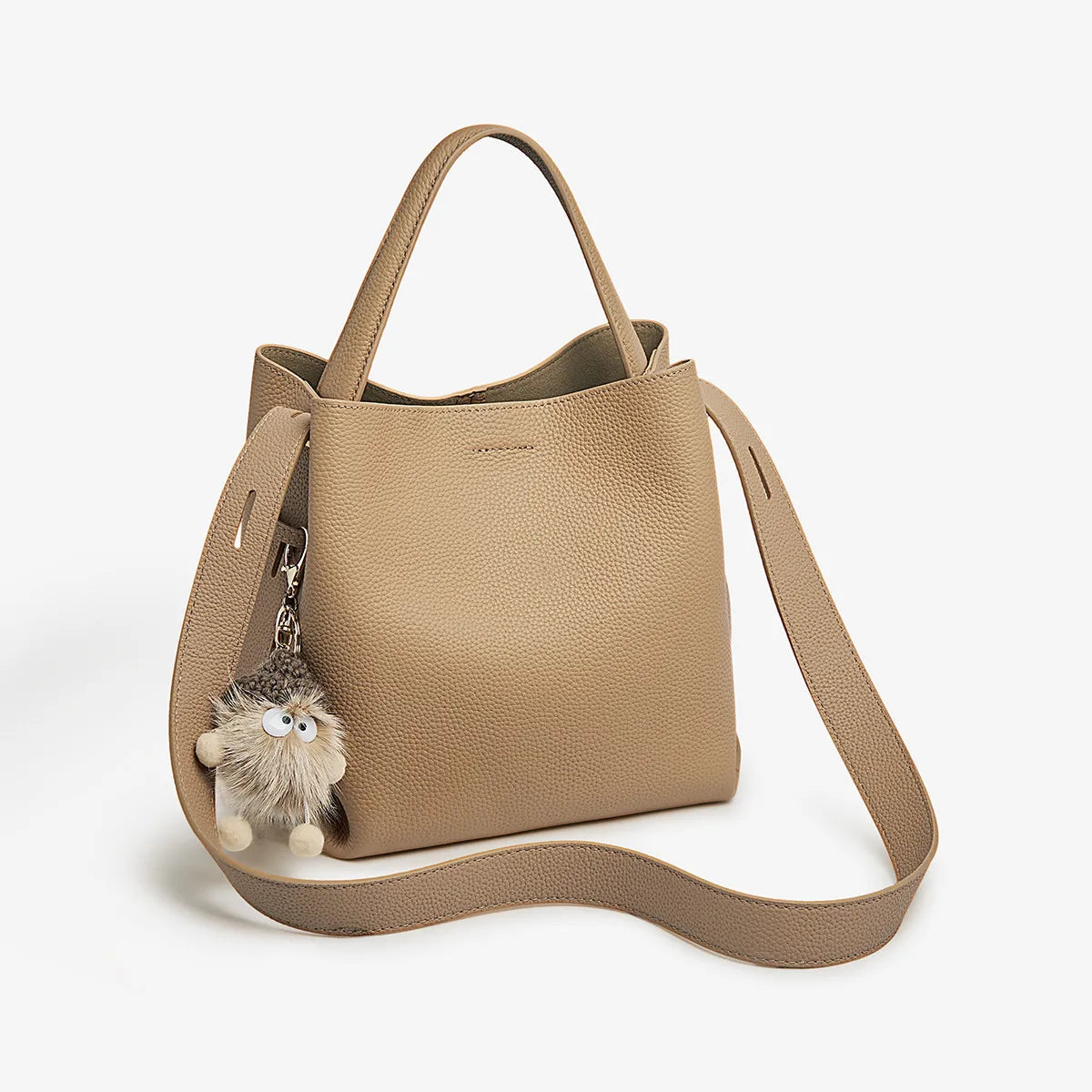 Foxer Simple Genuine Leather Handbag Women S Shoulder Bag Tote Bucket Large Capacity Female Cross