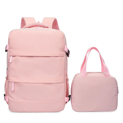 Travel Backpack Set – Carry-On Rucksack with Shoe Compartment & Matching Handbag