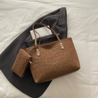 Leopard Print Tote Bag Set – 2-Piece Women's Shoulder Bag
