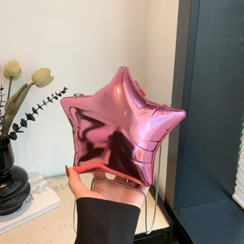 Star-Shaped Acrylic Clutch Bag – Glossy Mini Purse for Party & Banquet