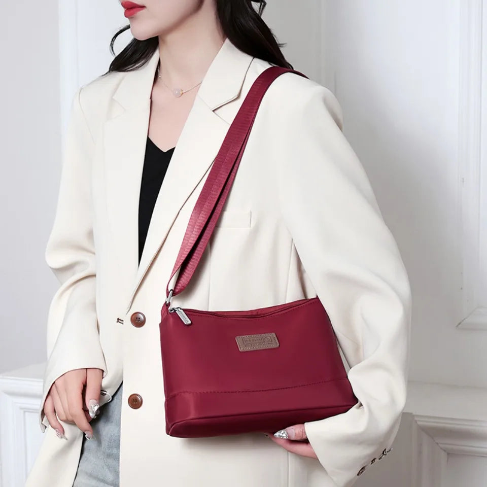 Women's Waterproof Nylon Crossbody Bag – 3-Layer Shoulder Handbag