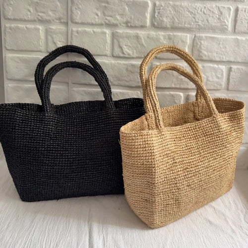 Raffia Woven Tote Bag - Summer Beach Handbag for Women