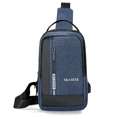 Men's Sling Chest Bag with USB Charging Port – Casual Oxford